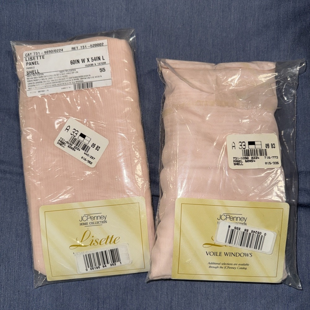 WINDOW PANEL JC PENNEY LISETTE VOILE SHEERS NIP 60" W‎ x 54" SHELL - (2) PANELS